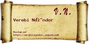 Verebi Nándor névjegykártya